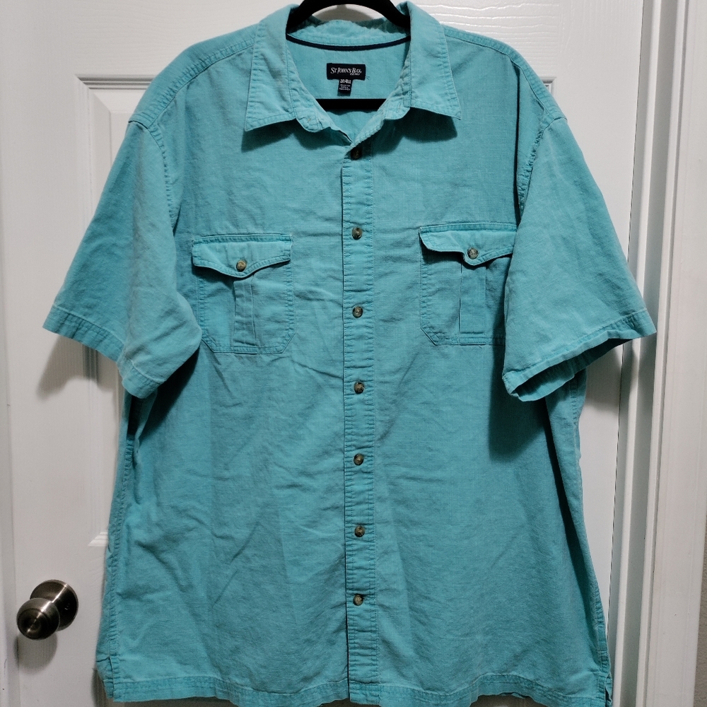 St. John's Bay men's big and tall aqua blue button down shirt size 2XT